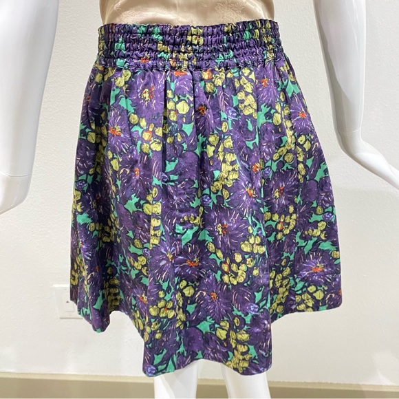 J. Crew Elsie Full Skirt in Purple Multi-Color Nightfall Floral Pattern Size 6 - Picture 7 of 13